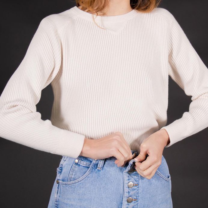 Vintage ivory cotton ribbed sweater
