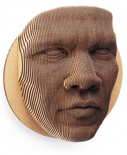 An 87-piece topographical cardboard face mask | Colossal #mask #sculpture #paper #cardboard