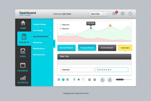 Complete and clear personal dashboard with great elements Free Psd. See more inspiration related to Design, Chart, Web, Web design, Mail, Window, Elements, Ui, Design elements, Psd, Dashboard, Web elements, Material, Up, Interface, Close, Personal, Set, Task, Horizontal, Great, Clear, Complete, Interface design, Set up, Delightful and Landed on Freepik.