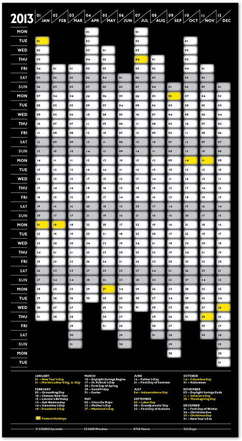 2013 Public Assembly Calendar Public Assembly | Branding #print #calendar #2013 #black #grid #poster