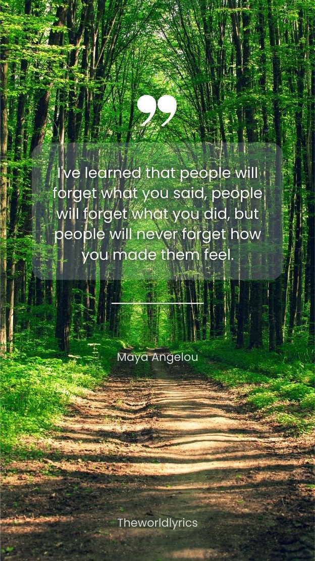 I've learned that people will forget what you said people will forget what you did but people will never forget how you made them feel.