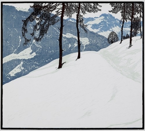 Josef Stoitzner: Â Aus den Tauern, c. 1915.... #mountain #composition #landscape #illustration #painting #trees #winter