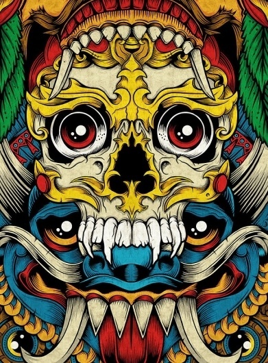 0adcdcafe4679323480b5e27dc75892a.jpg (JPEG Image, 600x813 pixels) #color #illustration #symmetry #skull #symmetric
