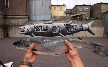 phlegm salmon 698x435 #submarine #fish #mural