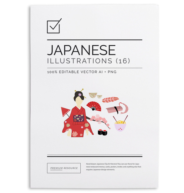 Hand Drawn Japanese Clip Art $9.00