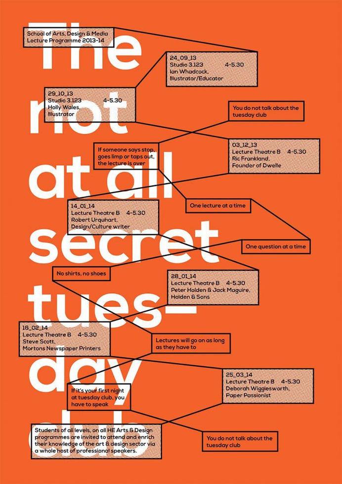 The not at all secret tuesday club, poster submitted and designed by Rick Raby (2013)