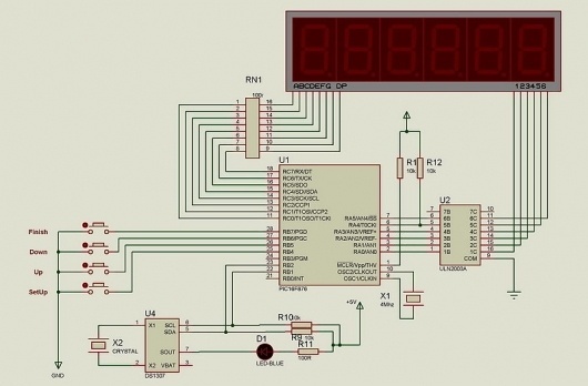 PIC16F876_DS1307_Giant_Clock.jpg (JPEG Image, 800x526 pixels) #diagram