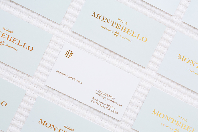 Hogar Montebello branding business card corporate design san pedro mexico mindpsarkle mag gold emboss print embossing printing pastel colors