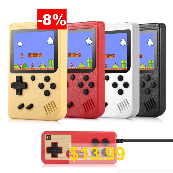 Ragebee #500 #in #1 #3.0 #Inch #TFT #Display #2 #Player #Handheld #Game #Console #with #Gamepad #- #WHITE