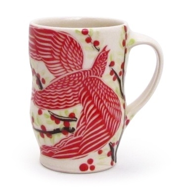 Shop: Bird Mug - The Clay Studio #red #folk #ceramics #porcelain #bird #product #mug