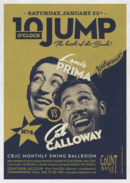 #poster #vintage #retro #lindyhop #cabcalloway #louisprima #jazz #micheletenaglia