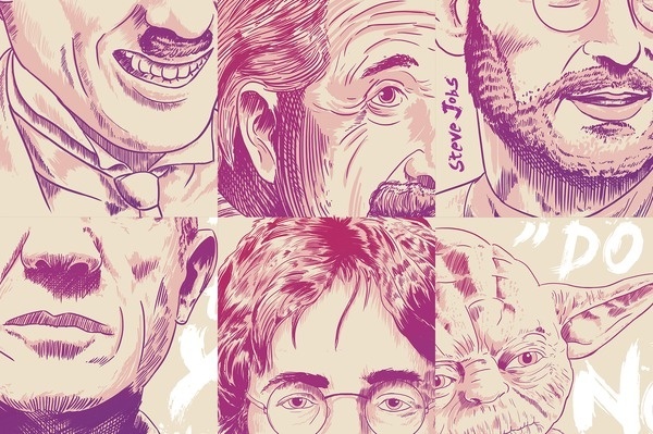 Inspiration Heroes #yoda #wars #quotes #illustration #einstein #star #purple