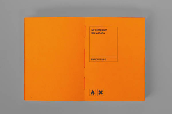 Me arrepiento del mañana on Behance #binding #bottle #packaging #orange #book #corrosive #toxic #editorial