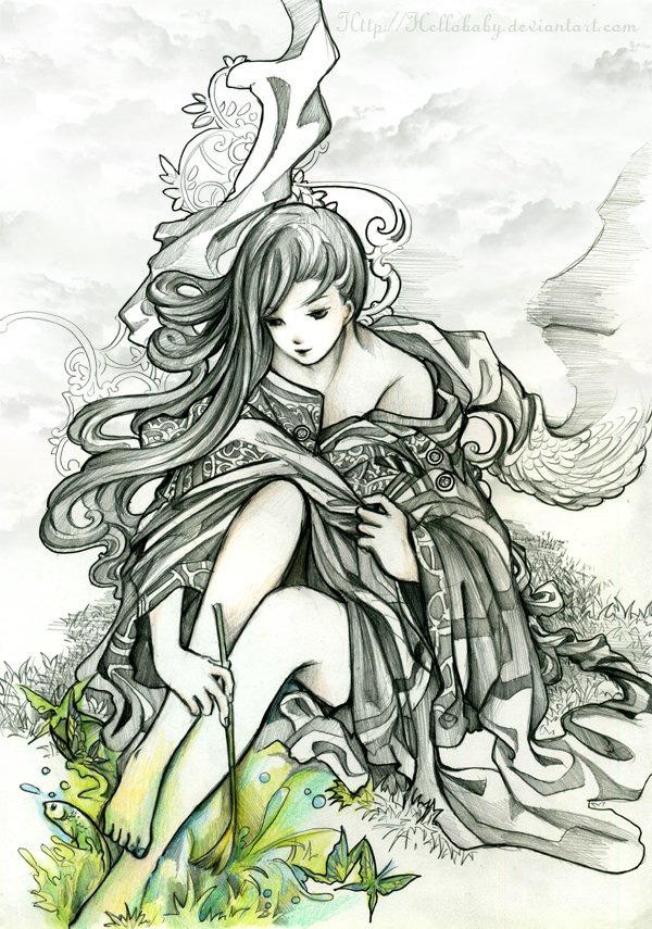 12 anime drawing-Painting a green world