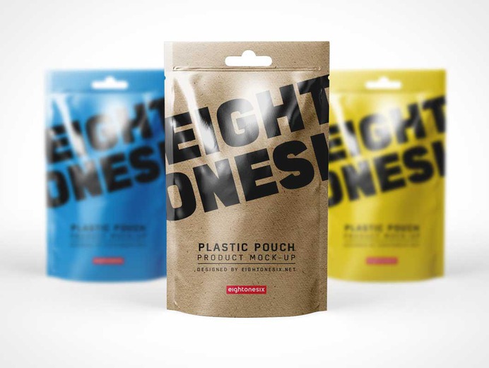 Realistic Free Stand Up Pouch Mockup PSD