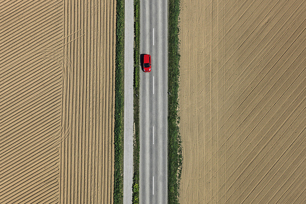 by Aerial Photography #red #car #road