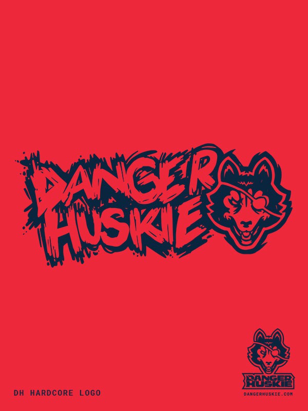 A gritty version of the logo for DangerHuskie! #vector #illustration #branding #logo #design #red #blue