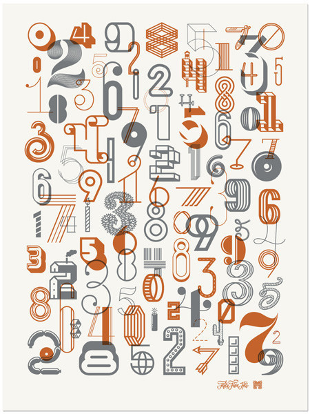 The Numbers 2 Poster by Fifty Five Hi's & Michael Spitz #lettering #numerals #vector #prints #illustration #posters #numbers #collaboration #typography