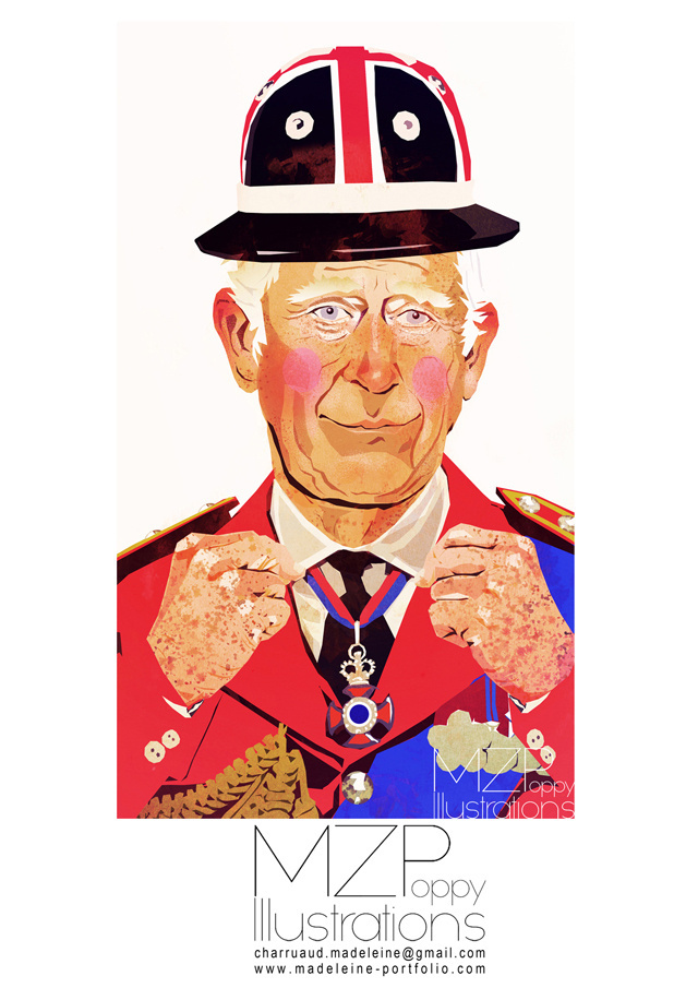 Mamzelle Poppy / Colagene.com #prince #charles #digital #illustration #colorful #fashion #portraits #drawing