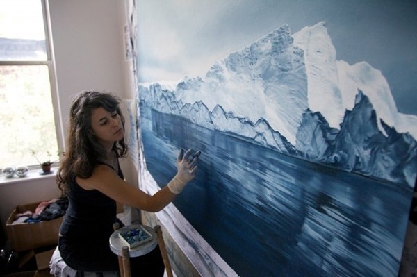 Pastel Icebergs by Zaria Forman – Fubiz™ #painting #sea #art