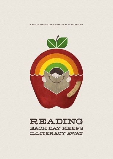 PSA Reading Print | Colorcubic #colorcubic #print #psa #books #colors #reading #poster #rainbow