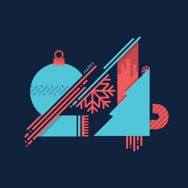 Happy Holidays #holidays #happy #red #year #pink #card #greeting #greetings #christmas #illustration #2014 #blue #new