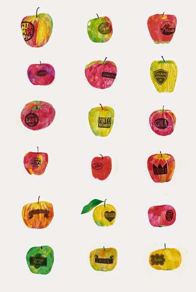 czerniakzły: jabułka na maj #illustration #apple #fruits #poster