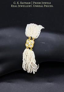 23k Gold and Diamond Polki all white Rakhi-cum-Bracelet - gold diamond polki kundan meena jadau jewellery