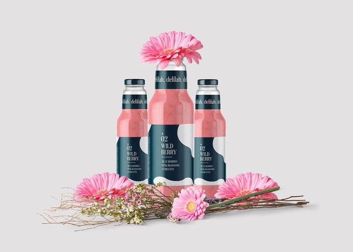 Delilah. - Floral Juice Bar Design - Mindsparkle Mag Delilah designed by Monograph & Co. is a concept juice bar that incorporates fermented and fresh wildflowers into delicious and one of a kind drinks. #logo #packaging #identity #branding #design #color #photography #graphic #design #gallery #blog #project #mindsparkle #mag #beautiful #portfolio #designer