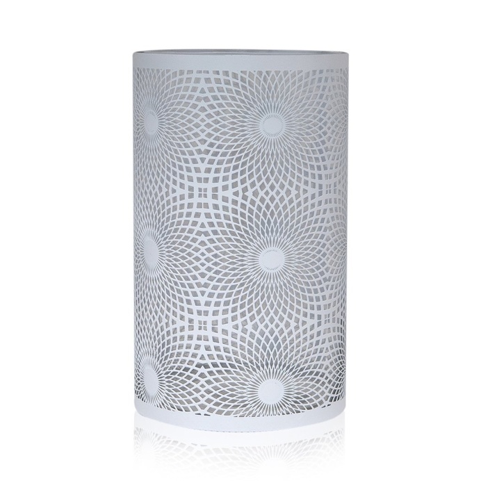 Jans White Metal Swirl Hurricane Candle Holder, 25 cm