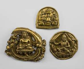 Three fire gilded relief plaques