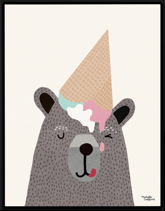 #nordic #design #graphic #illustration #danish #simple #living #interior #kids #room #poster #bear #icecream #cone #teddy #sweet