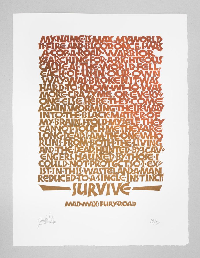 Mad Max Linocut Print — Joan Quirós - Calligraphy & Lettering