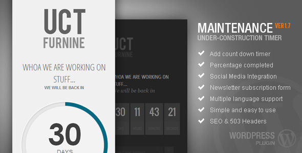 AJDE maintenance mode countdown timer WP Plugin CodeCanyon Item for Sale #minimalist #web #interface