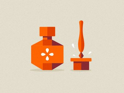 Ink & Pen #flat #color #orange #icons #illustration