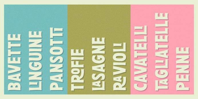 http://bit.ly/pestofresco Pesto Fresco #Font, can be easily combined and overlayed. Take a look at all 28 styles #type #typography 🍃🍃🍃 Available @myfonts Pesto Fresco is a new handwritten lettering system, a font family built by 28 fonts. Based on Screenprint technique, the aim is to get a textured result we can see in many old poster specially designed to be produced with that technology, bringing analog to digital. Overlapping Pesto Fresco Regular with any of the other decorative fonts you will get different graphic effects, so just choose the one fits better with your layout. This font can be used for different purposes from packaging design to web design. The Pesto Fresco posters are inspired by the typical products from the Italian Riviera in Liguria Region, homeland of Pesto, Focaccia and many other delicious delicatessen.