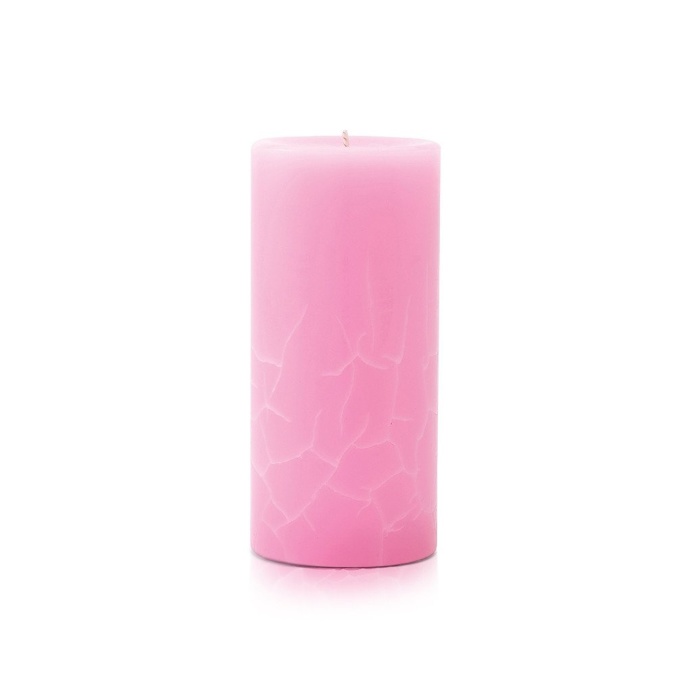 Crackle Pillar French Rose And Raspberry Tea Scented Candle, 15cm x 7cm