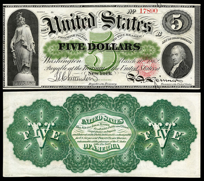 United States 1862 $5 Legal Tender Note #currency #ephemera