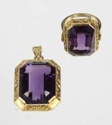 Amethyst Ring & pendant - yellow gold 585