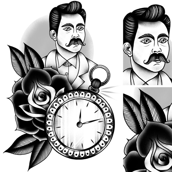 Tattoo Design© 2012 Tom Gilmour #illustration #tattoo #moustache