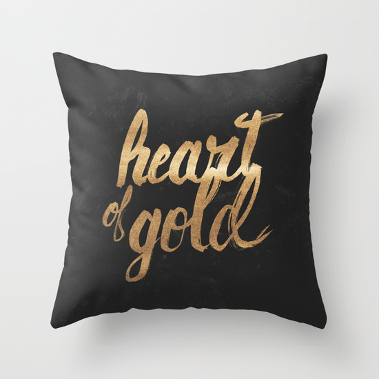 Heart of Gold - throw pillow #heart #lettering #of #golden #gold