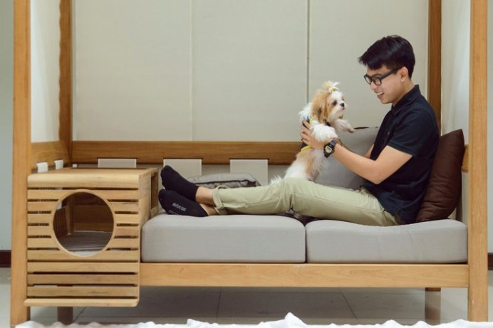 PET is the perfect dual-purpose and comfortable #pet #sofa where people can share space, spend time, and cuddle with their pets. #productdes