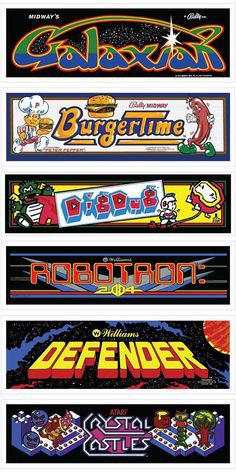Classic Arcade Marquees Wall Art 6 Packs by Mancade on Etsy
