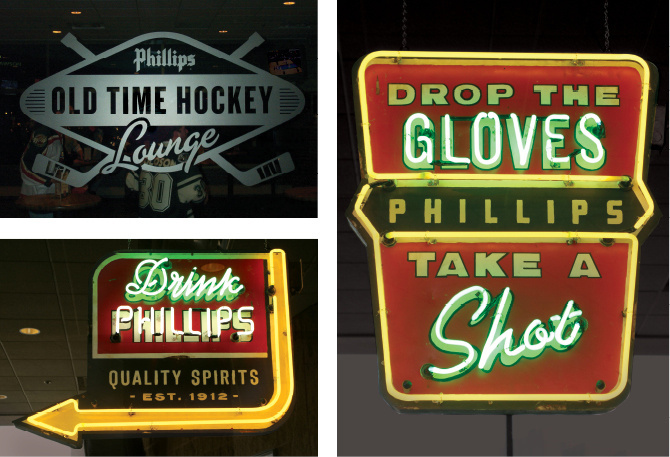 Phillips Old Time Hockey Lounge - Harsky #sign #badge #sports #neon
