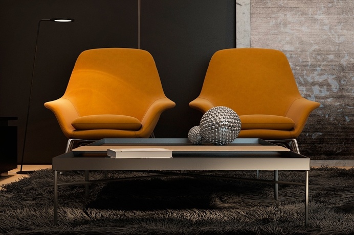 Orange Prince armchairs by Rodolfo Dordoni