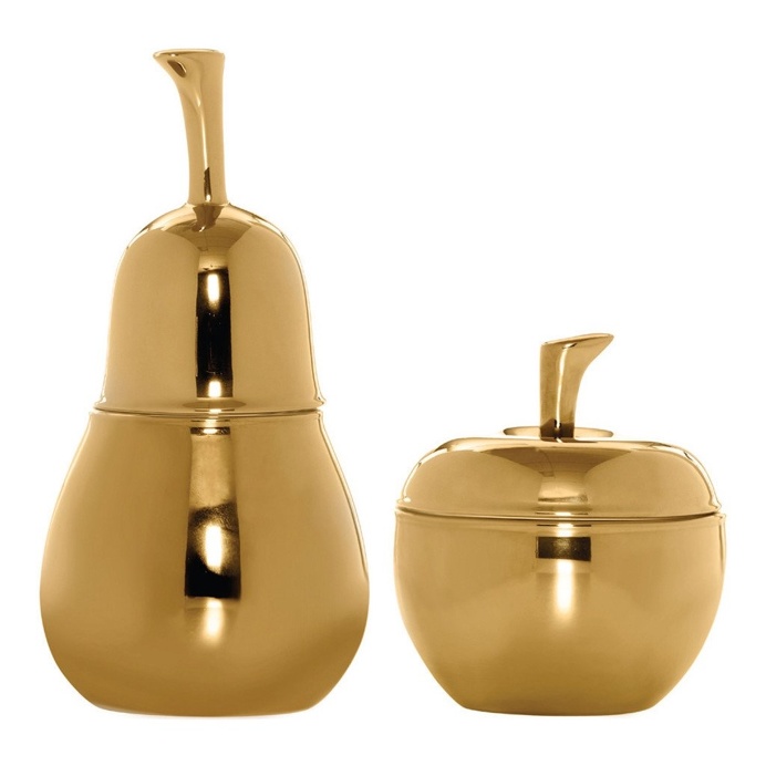 Derwent Gold Lidded Apple & Pear, Set of 2