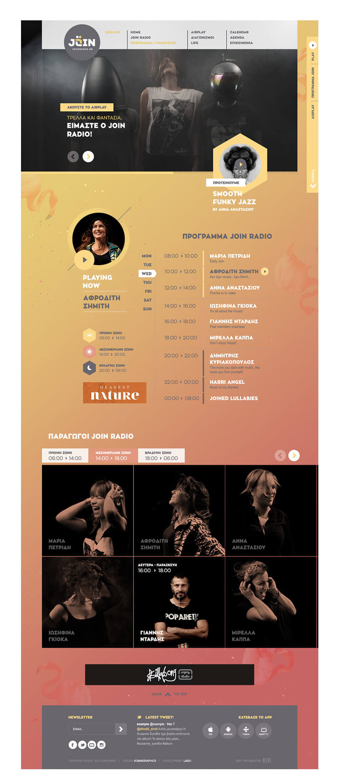 Join Radio by Kommigraphics #web #design #layout #parallax #animation #floating #elements #pastel #radio