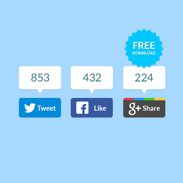 Freebie Flat Share Buttons #flat #share #free #badges #download