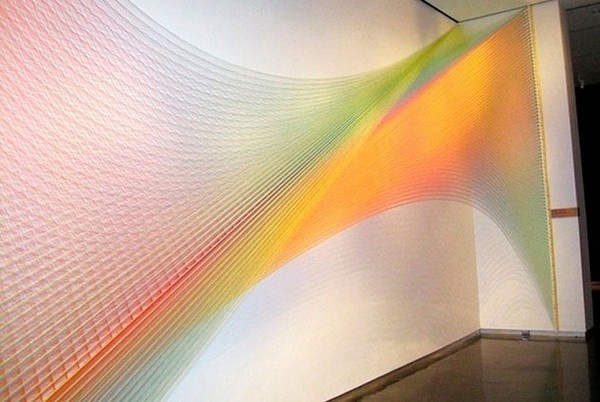 Textile art installation in interior #exhibition #textile #art #installation