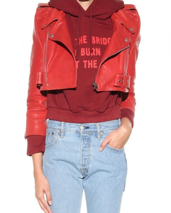 Bebe Rexha The Way I Are Red Leather Jacket (9)